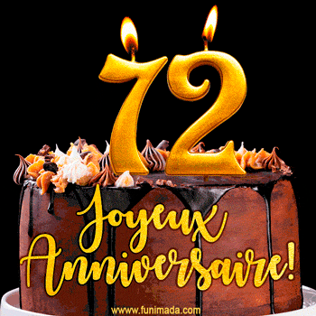 Gâteau d'anniversaire avec bougies GIF – 72 ans