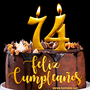Felices 74 Años - Hermosa imagen de pastel de feliz cumpleaños