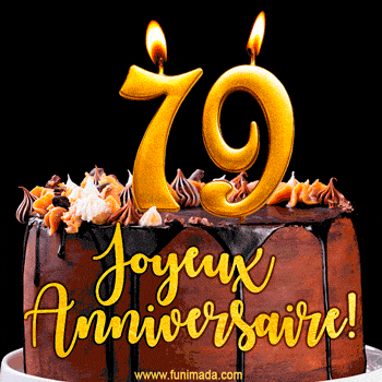 Gâteau d'anniversaire avec bougies GIF – 79 ans