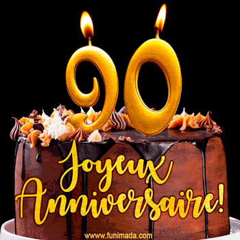 Gâteau d'anniversaire avec bougies GIF – 90 ans