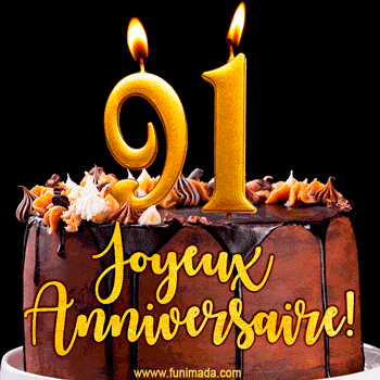 Gâteau d'anniversaire avec bougies GIF – 91 ans