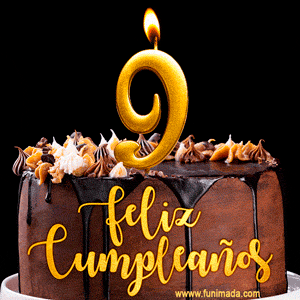 Felices 9 Años - Hermosa imagen de pastel de feliz cumpleaños