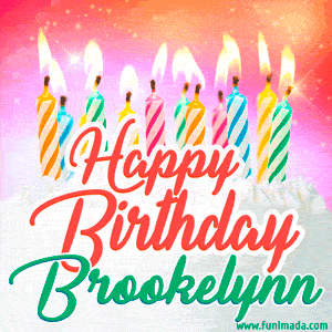 Happy Birthday GIF for Brookelynn with Birthday Cake and Lit Candles