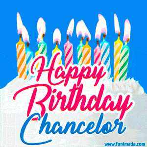 Happy Birthday GIF for Chancelor with Birthday Cake and Lit Candles