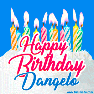 Happy Birthday GIF for Dangelo with Birthday Cake and Lit Candles