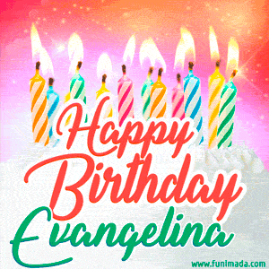 Happy Birthday GIF for Evangelina with Birthday Cake and Lit Candles