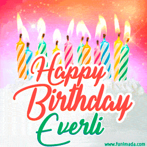 Happy Birthday GIF for Everli with Birthday Cake and Lit Candles