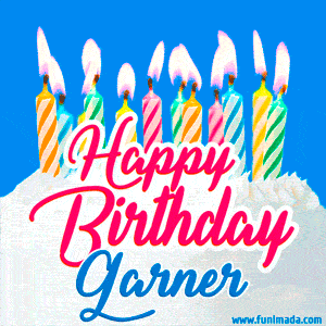 Happy Birthday GIF for Garner with Birthday Cake and Lit Candles