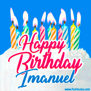 Happy Birthday GIF for Imanuel with Birthday Cake and Lit Candles
