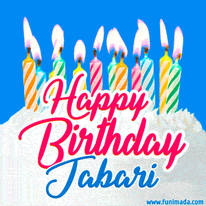 Happy Birthday GIF for Jabari with Birthday Cake and Lit Candles