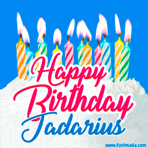 Happy Birthday GIF for Jadarius with Birthday Cake and Lit Candles