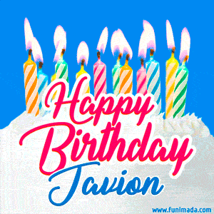Happy Birthday GIF for Javion with Birthday Cake and Lit Candles