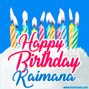 Happy Birthday GIF for Kaimana with Birthday Cake and Lit Candles