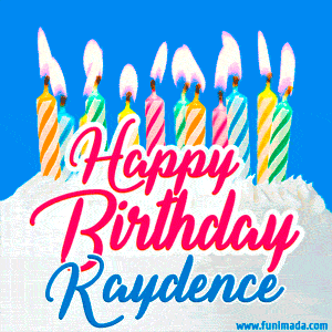 Happy Birthday GIF for Kaydence with Birthday Cake and Lit Candles