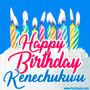 Happy Birthday GIF for Kenechukwu with Birthday Cake and Lit Candles