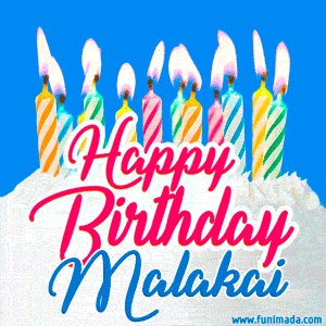Happy Birthday GIF for Malakai with Birthday Cake and Lit Candles