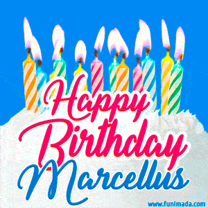 Happy Birthday GIF for Marcellus with Birthday Cake and Lit Candles