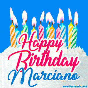 Happy Birthday GIF for Marciano with Birthday Cake and Lit Candles