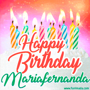 Happy Birthday GIF for Mariafernanda with Birthday Cake and Lit Candles