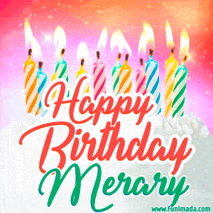 Happy Birthday GIF for Merary with Birthday Cake and Lit Candles