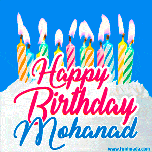 Happy Birthday GIF for Mohanad with Birthday Cake and Lit Candles