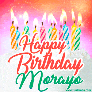 Happy Birthday GIF for Morayo with Birthday Cake and Lit Candles