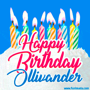 Happy Birthday GIF for Ollivander with Birthday Cake and Lit Candles