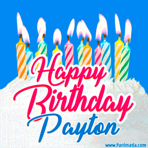 Happy Birthday GIF for Payton with Birthday Cake and Lit Candles