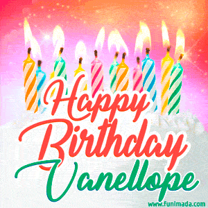 Happy Birthday GIF for Vanellope with Birthday Cake and Lit Candles