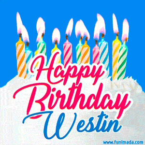 Happy Birthday GIF for Westin with Birthday Cake and Lit Candles