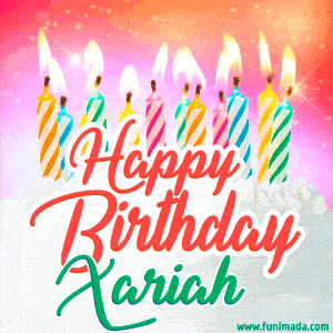 Happy Birthday GIF for Xariah with Birthday Cake and Lit Candles