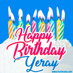 Happy Birthday GIF for Yeray with Birthday Cake and Lit Candles