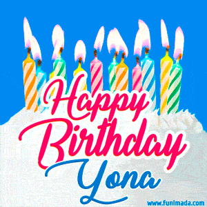Happy Birthday GIF for Yona with Birthday Cake and Lit Candles