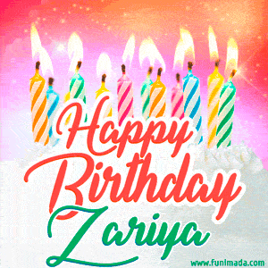 Happy Birthday GIF for Zariya with Birthday Cake and Lit Candles