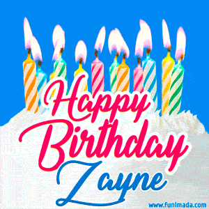 Happy Birthday GIF for Zayne with Birthday Cake and Lit Candles