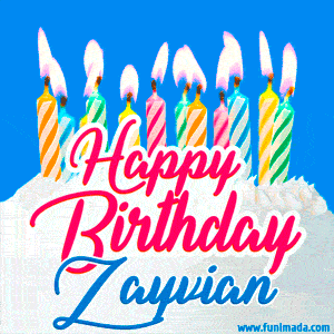 Happy Birthday GIF for Zayvian with Birthday Cake and Lit Candles