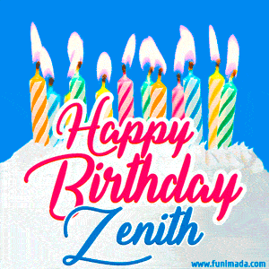 Happy Birthday GIF for Zenith with Birthday Cake and Lit Candles