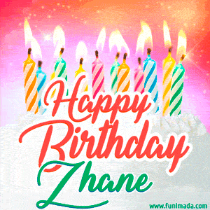 Happy Birthday GIF for Zhane with Birthday Cake and Lit Candles