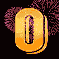 Number 0 GIF. Golden number 0 and animated fireworks.