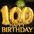100th Birthday Greeting Card - Amazing Bursts of Fireworks (GIF)