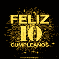 GIF animado para cumpleaños con el número 10 - feliz cumpleaños gif de fuegos artificiales