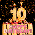 Happy 10th Birthday Cake GIF and Video with sound free download
