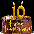 Gâteau d'anniversaire avec bougies GIF – 10 ans