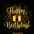 Gold Confetti Animation (loop, gif) - Happy 11th Birthday Lettering Card