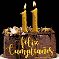 Felices 11 Años - Hermosa imagen de pastel de feliz cumpleaños