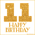 Gold Glitter 11th Birthday GIF
