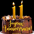 Gâteau d'anniversaire avec bougies GIF – 11 ans