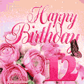 Beautiful Roses & Butterflies - 12 Years Happy Birthday Card for Her