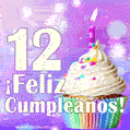 GIF para cumpleaños de 12 con pastel de cumpleaños y los mejores deseos