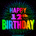 Wishing You A Happy 12th Birthday! Animated GIF Image.